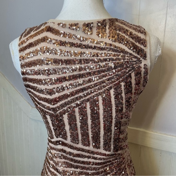 Black Label Gold Sequin Mini Dress – Modern Gatsby Glam | Size Small - Picture 6 of 16